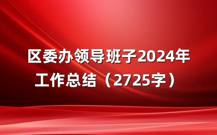 区委办领导班子2024年工作总结（2725字）