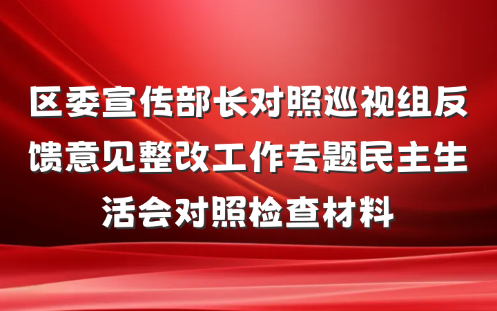 区委宣传部长对照巡视组反馈意见整改工作专题民主生活会对照检查材料