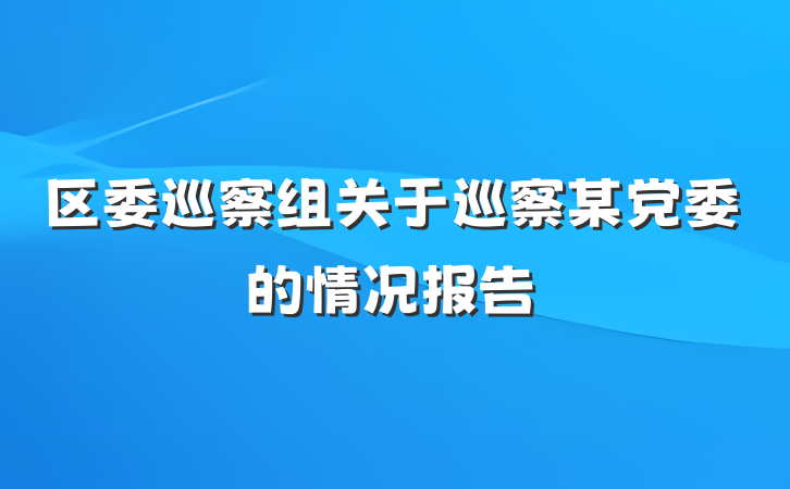 区委巡察组关于巡察某党委的情况报告