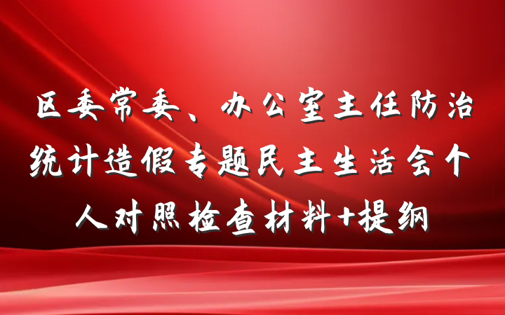 区委常委、办公室主任防治统计造假专题民主生活会个人对照检查材料 提纲