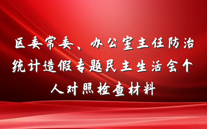 区委常委、办公室主任防治统计造假专题民主生活会个人对照检查材料