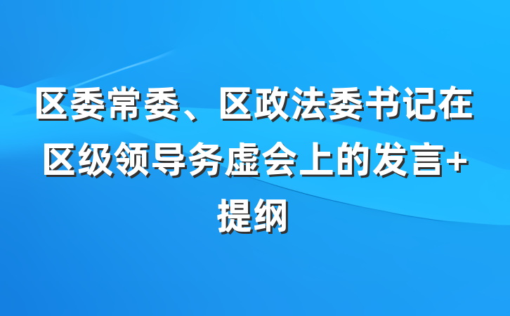 区委常委、区政法委书记在区级领导务虚会上的发言 提纲