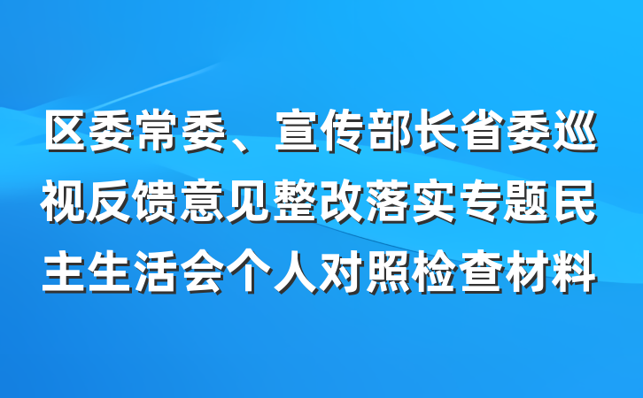 区委常委、宣传部长省委巡视反馈意见整改落实专题民主生活会个人对照检查材料
