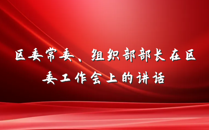 区委常委、组织部部长在区委工作会上的讲话