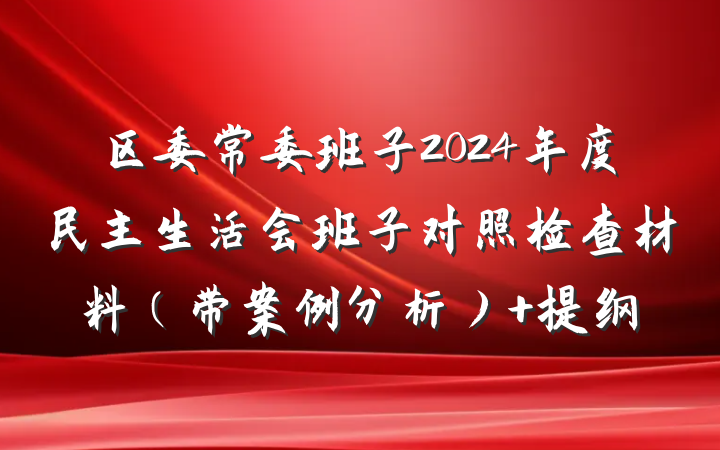 区委常委班子2024年度民主生活会班子对照检查材料（带案例分析） 提纲