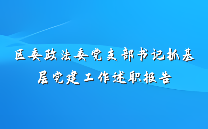 区委政法委党支部书记抓基层党建工作述职报告