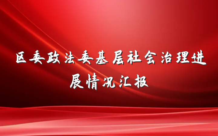 区委政法委基层社会治理进展情况汇报