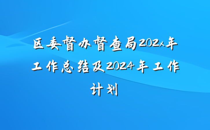 区委督办督查局202x年工作总结及2024年工作计划