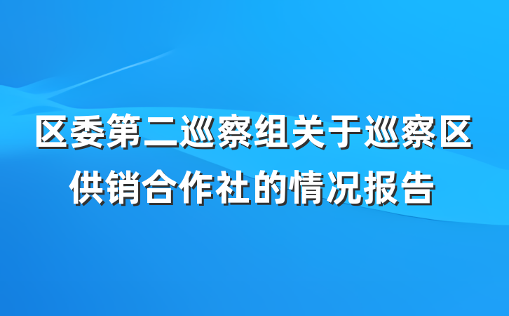 区委第二巡察组关于巡察区供销合作社的情况报告