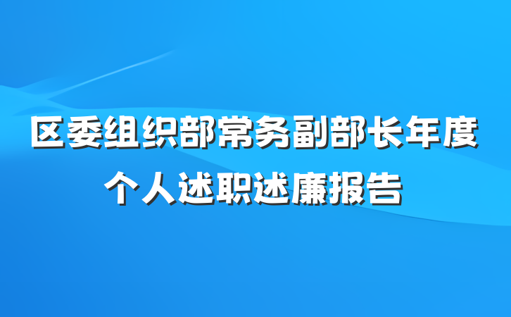 区委组织部常务副部长年度个人述职述廉报告