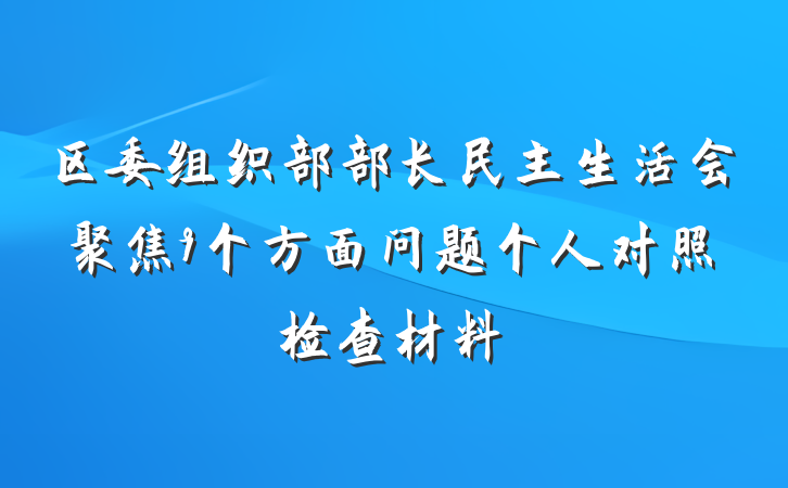区委组织部部长民主生活会聚焦9个方面问题个人对照检查材料