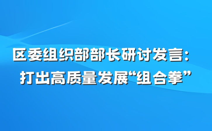 区委组织部部长研讨发言：打出高质量发展“组合拳”