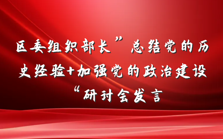 区委组织部长”总结党的历史经验 加强党的政治建设“研讨会发言