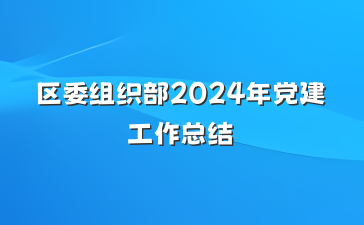 区委组织部2024年党建工作总结