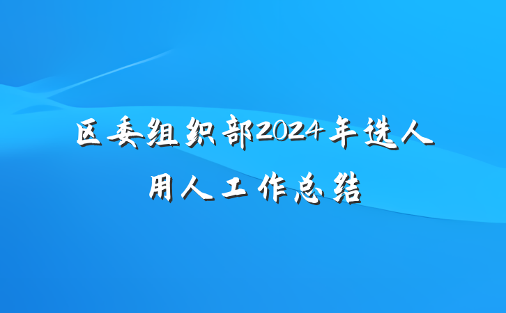 区委组织部2024年选人用人工作总结