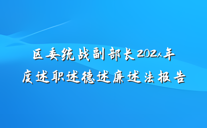 区委统战副部长202x年度述职述德述廉述法报告