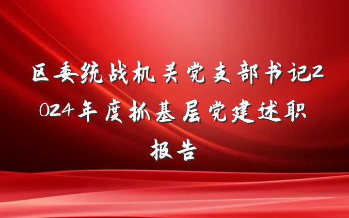 区委统战机关党支部书记2024年度抓基层党建述职报告
