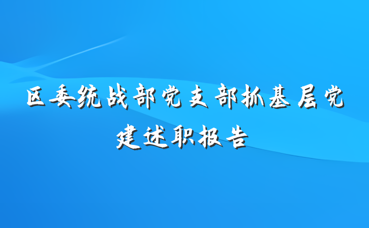 区委统战部党支部抓基层党建述职报告