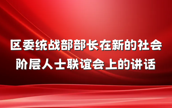 区委统战部部长在新的社会阶层人士联谊会上的讲话