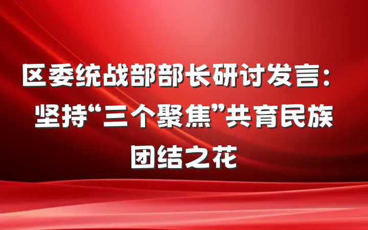 区委统战部部长研讨发言：坚持“三个聚焦”共育民族团结之花