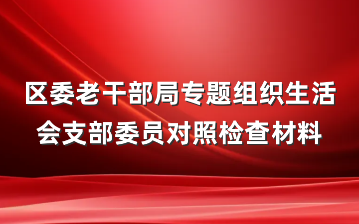 区委老干部局专题组织生活会支部委员对照检查材料