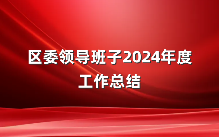 区委领导班子2024年度工作总结