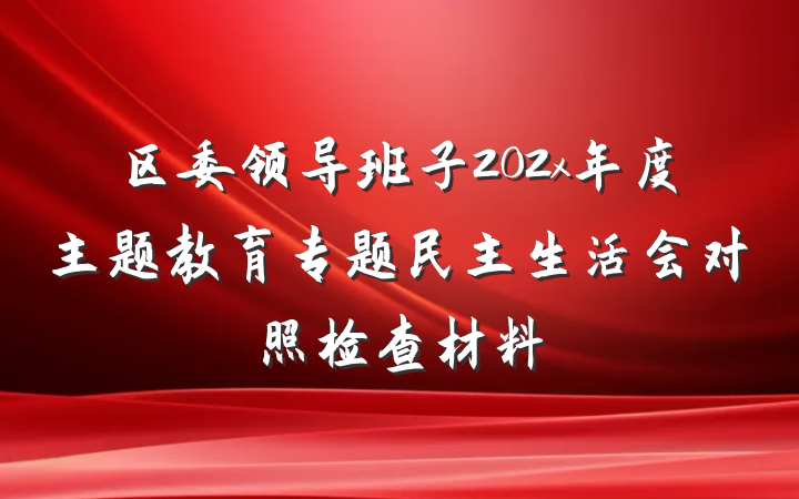 区委领导班子202x年度主题教育专题民主生活会对照检查材料
