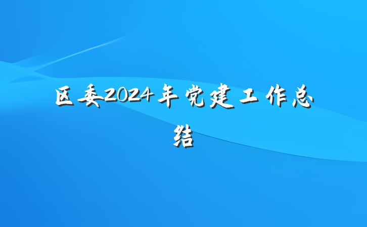 区委2024年党建工作总结