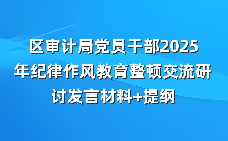 区审计局党员干部2025年纪律作风教育整顿交流研讨发言材料 提纲