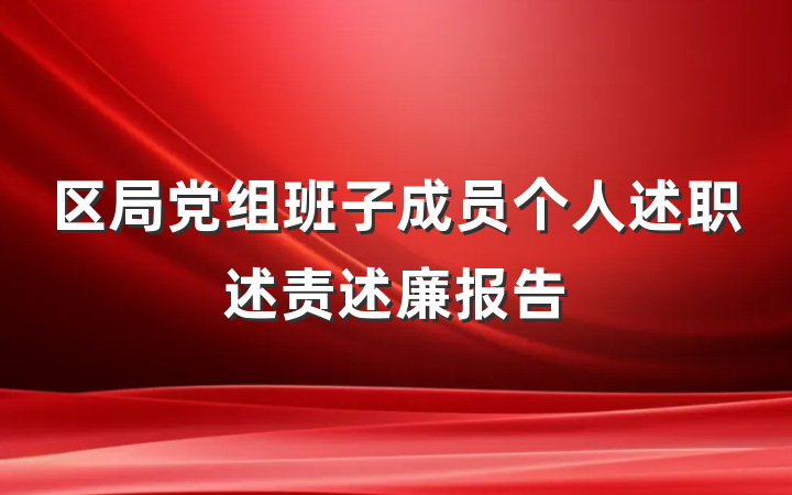 区局党组班子成员个人述职述责述廉报告