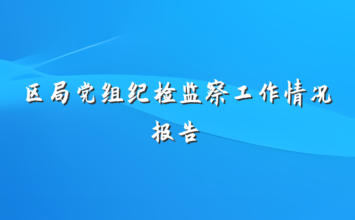 区局党组纪检监察工作情况报告