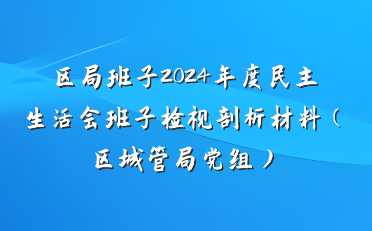 区局班子2024年度民主生活会班子检视剖析材料（区城管局党组）