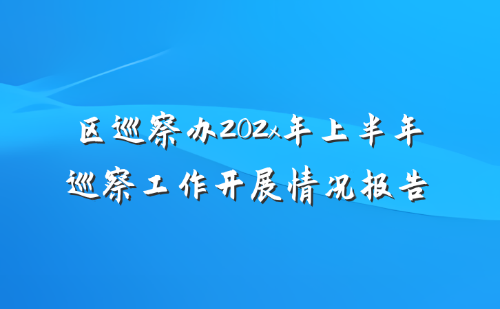 区巡察办202x年上半年巡察工作开展情况报告