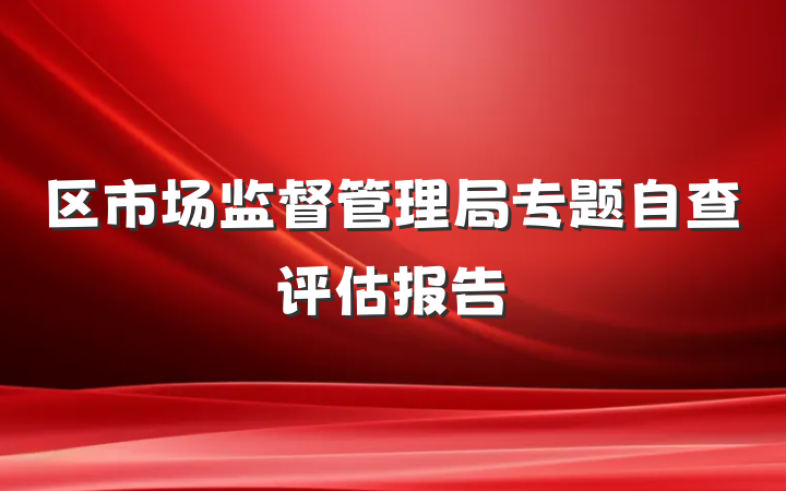 区市场监督管理局专题自查评估报告