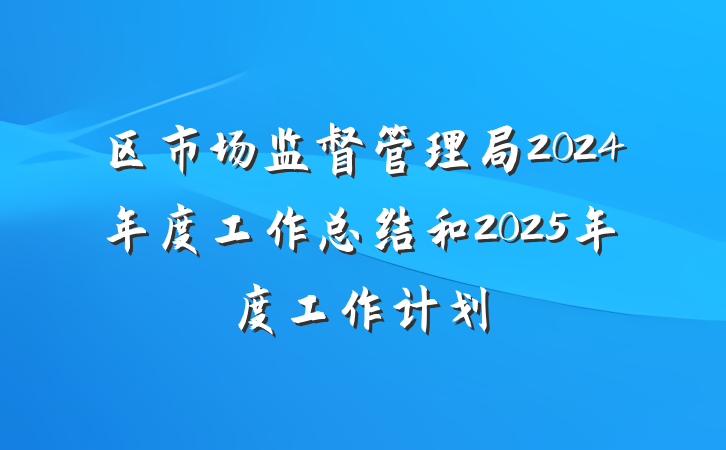 区市场监督管理局2024年度工作总结和2025年度工作计划