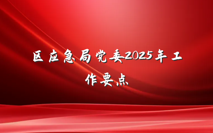 区应急局党委2025年工作要点