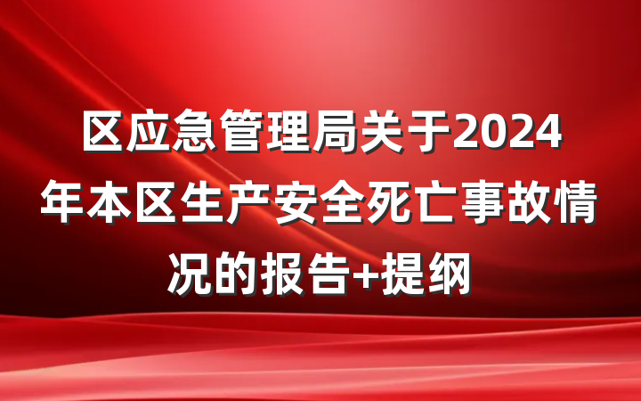 区应急管理局关于2024年本区生产安全死亡事故情况的报告 提纲