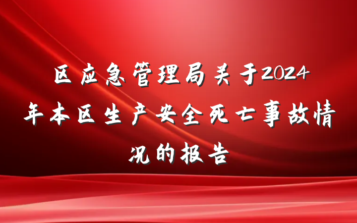 区应急管理局关于2024年本区生产安全死亡事故情况的报告