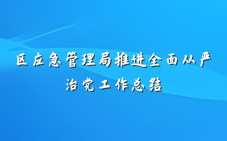 区应急管理局推进全面从严治党工作总结