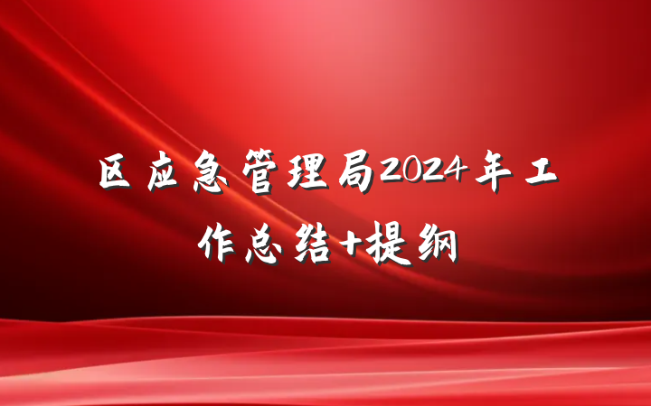 区应急管理局2024年工作总结 提纲