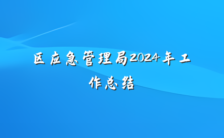 区应急管理局2024年工作总结