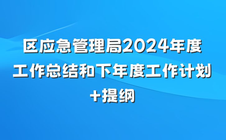 区应急管理局2024年度工作总结和下年度工作计划 提纲