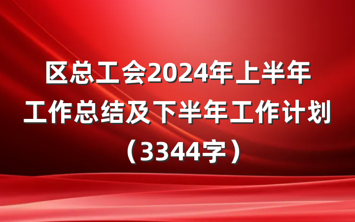 区总工会2024年上半年工作总结及下半年工作计划（3344字）