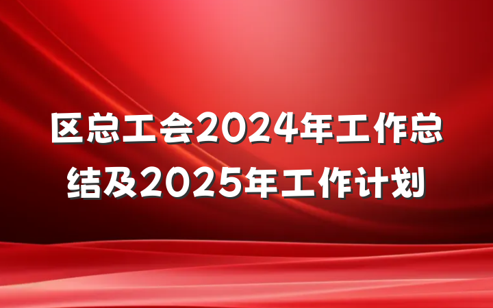 区总工会2024年工作总结及2025年工作计划