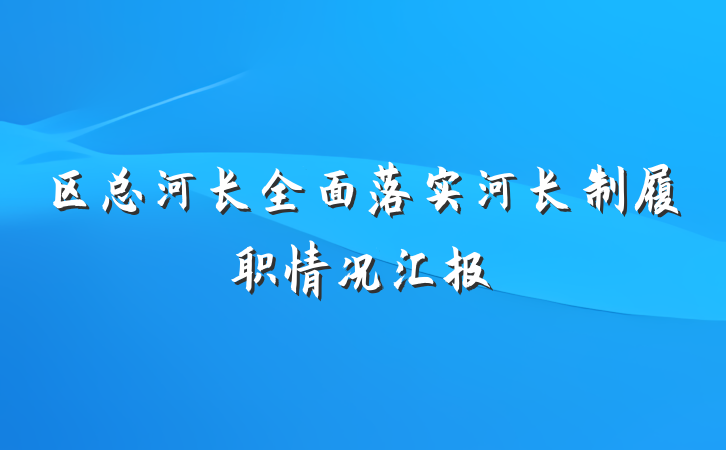 区总河长全面落实河长制履职情况汇报