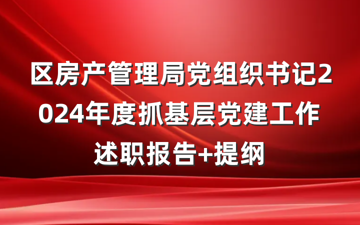 区房产管理局党组织书记2024年度抓基层党建工作述职报告 提纲