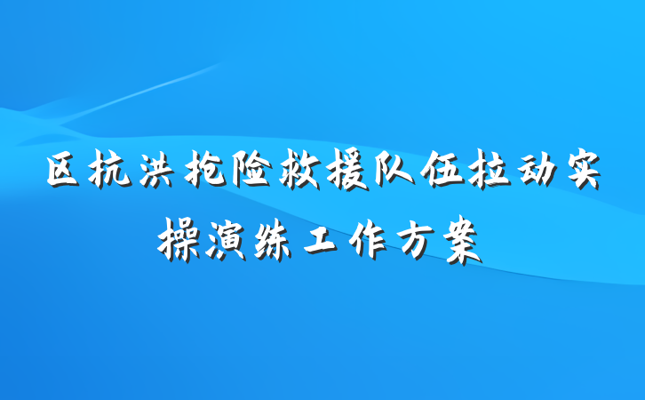 区抗洪抢险救援队伍拉动实操演练工作方案