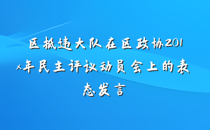 区拆违大队在区政协201x年民主评议动员会上的表态发言