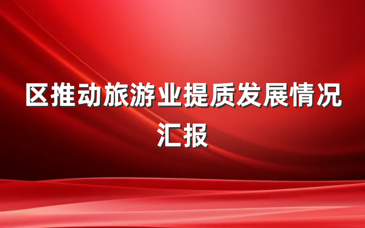 区推动旅游业提质发展情况汇报