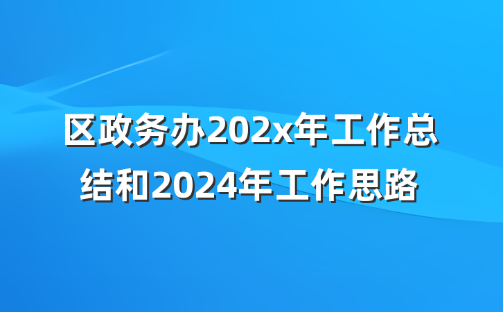区政务办202x年工作总结和2024年工作思路